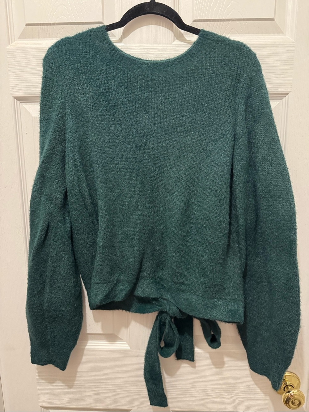 American Eagle Women’s Cozy open back Tie-Hem Sweater - Dark green sz L